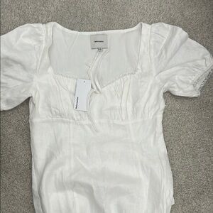 White linen maxi reformation dress with tie back